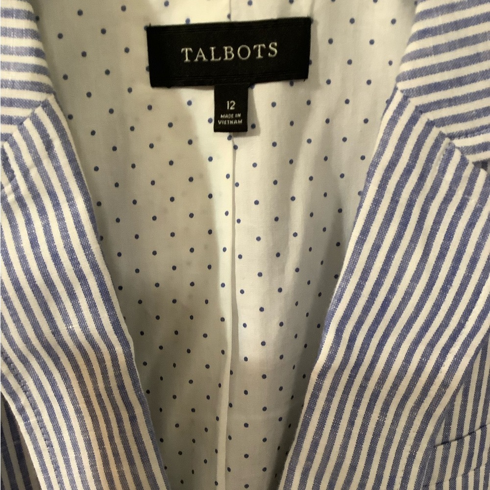 Talbot Striped Lightweight Linen Blazer Seersucker Women’s Size 12